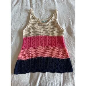 Maurices Loose Open Knit Color Block Tank Top – Size Medium Coastal